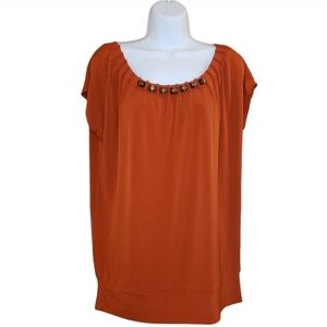 NY & Company - Boho Wood Beaded Top - L - LN